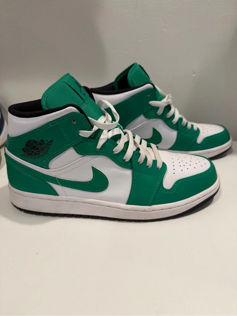 Jordan Mid-Top Sneakers in White, Green, and Black